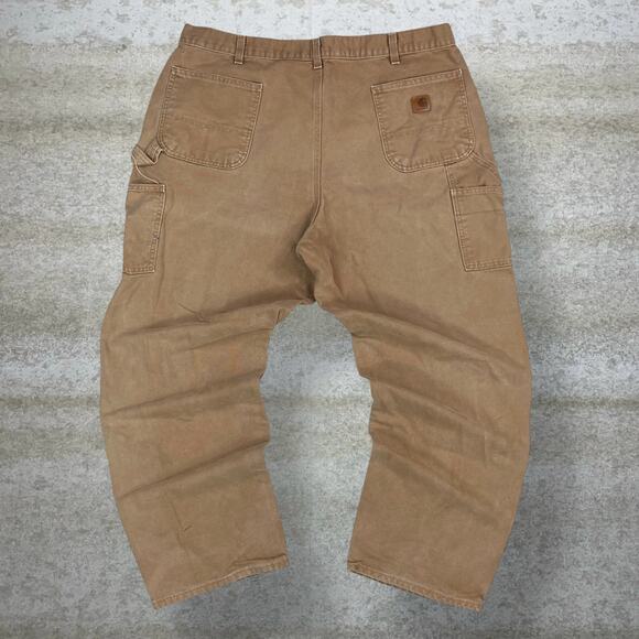 Vintage Carhartt Carpenter Pants Tan Canvas Baggy Wide Leg Dungarees Painter 90s